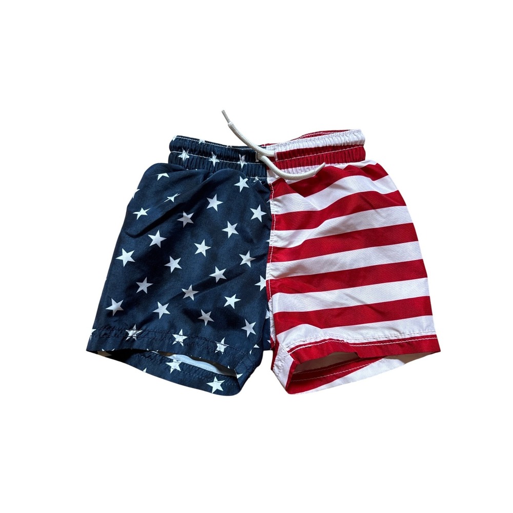 Old Navy Swim Trunks Kids Red‎ White Blue Excellent Stars Stripes SIZE 12-18M